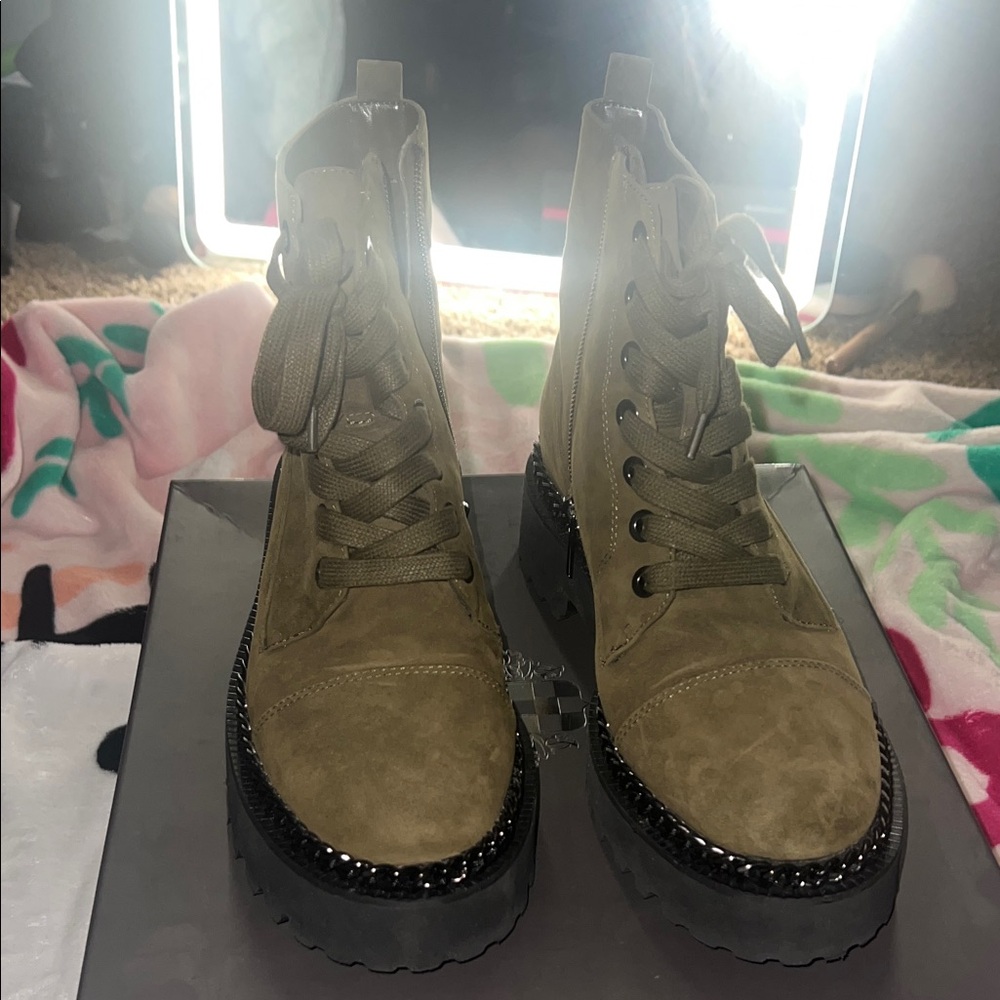 Vince Camuto Olive Lace-Up Combat Boots